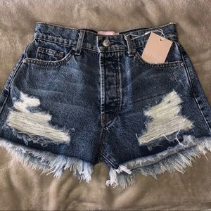 high waisted denim shorts